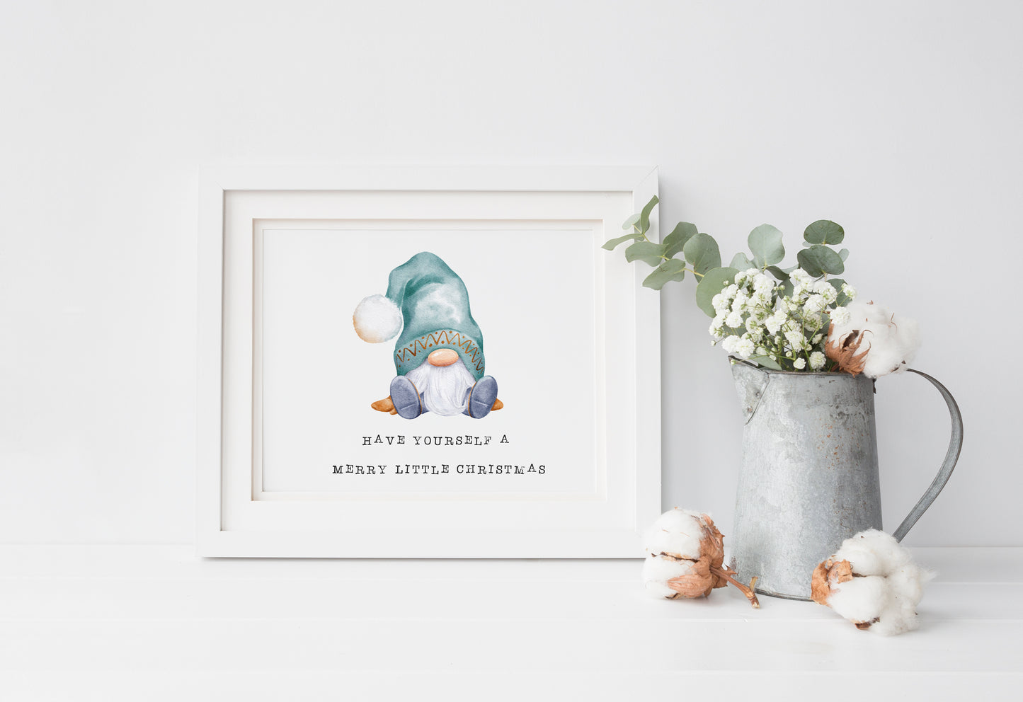 Have yourself a Merry little Christmas gnome/gonk watercolour illustration xmas seasonal unframed wall art poster print