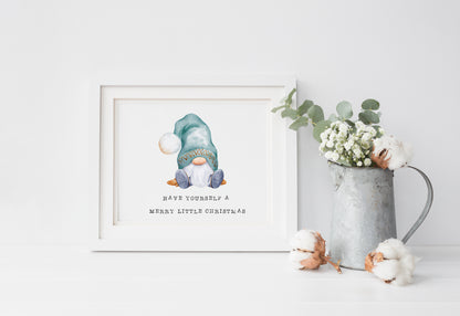 Have yourself a Merry little Christmas gnome/gonk watercolour illustration xmas seasonal unframed wall art poster print