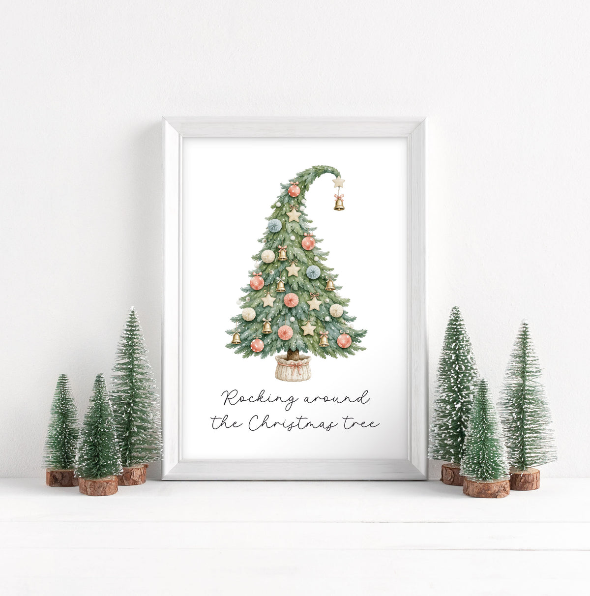 Christmas Tree Print Watercolour xmas seasonal holiday Wall Art (Unframed)