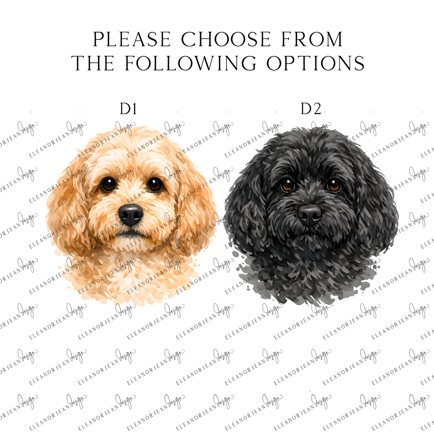Personalised Cockapoo dog Dog Print Custom Name Pet portrait watercolour unframed wall art