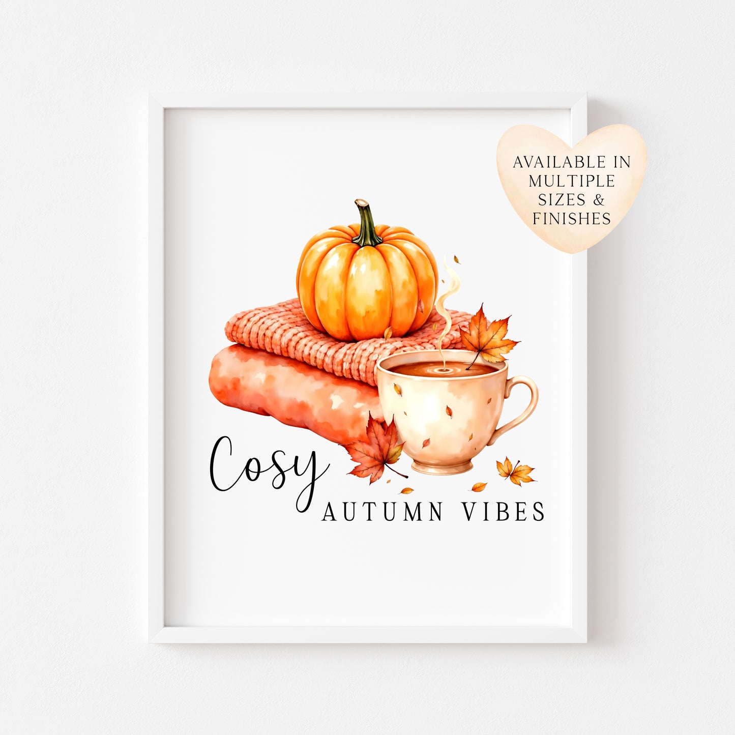Autumn Tea Pumpkins Print Cosy vibes Fall Home Decor Wall Art (unframed)