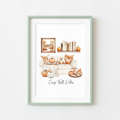 Autumn print, Cosy Fall vibes home lounge fall cosy Autumn unframed wall art poster print, autumn decor, autumn home decor, fall favourites