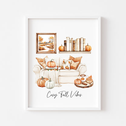 Autumn print, Cosy Fall vibes home lounge fall cosy Autumn unframed wall art poster print, autumn decor, autumn home decor, fall favourites
