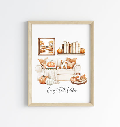 Autumn print, Cosy Fall vibes home lounge fall cosy Autumn unframed wall art poster print, autumn decor, autumn home decor, fall favourites