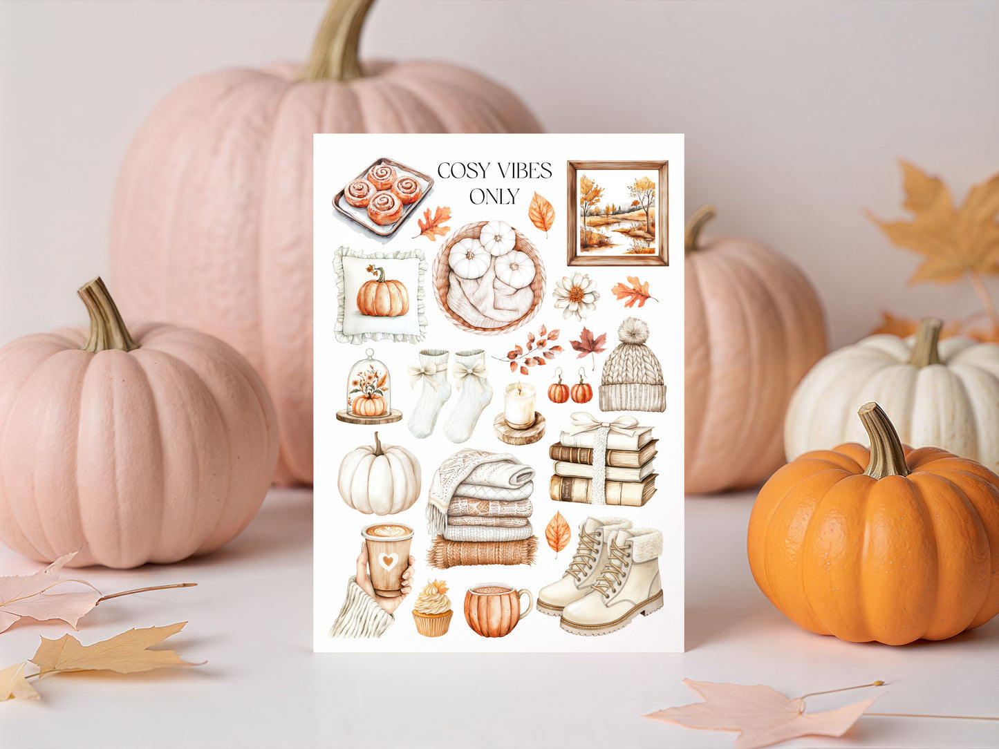 Autumn Favourites Cosy vibes only Watercolour Print Seasonal Wall Art (unframed)