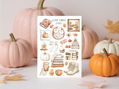 Autumn Favourites Cosy vibes only Watercolour Print Seasonal Wall Art (unframed)
