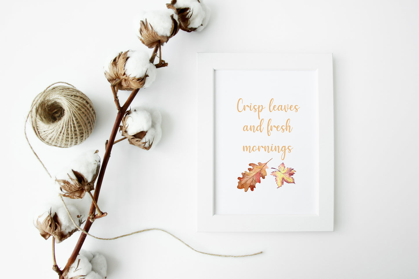 Crisp Leaves and fresh mornings, autumn seasonal watercolour unframed wall art poster print