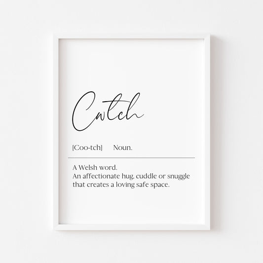 Cwtch Welsh Definition Print Unframed Home bedroom Wall Art