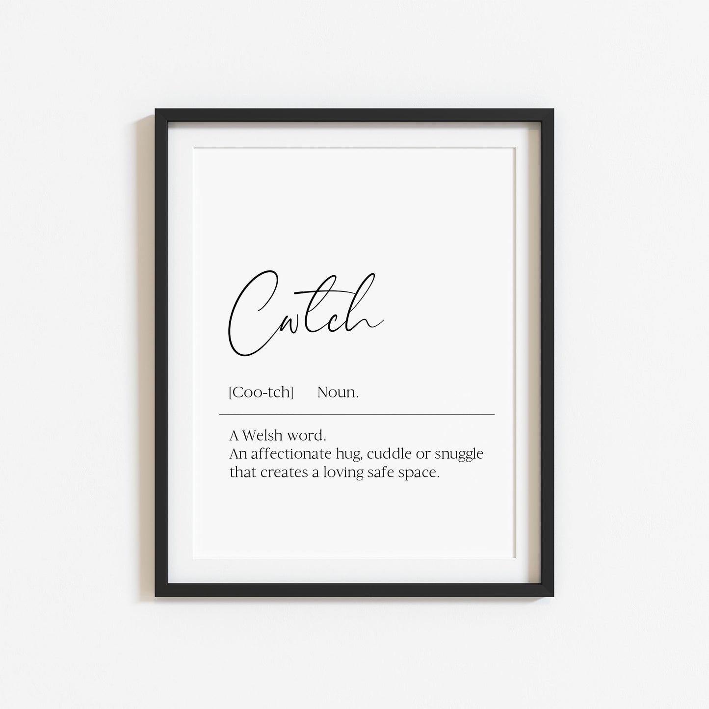 Cwtch Welsh Definition Print Unframed Home bedroom Wall Art