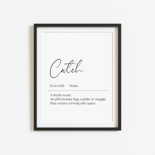 Cwtch Welsh Definition Print Unframed Home bedroom Wall Art