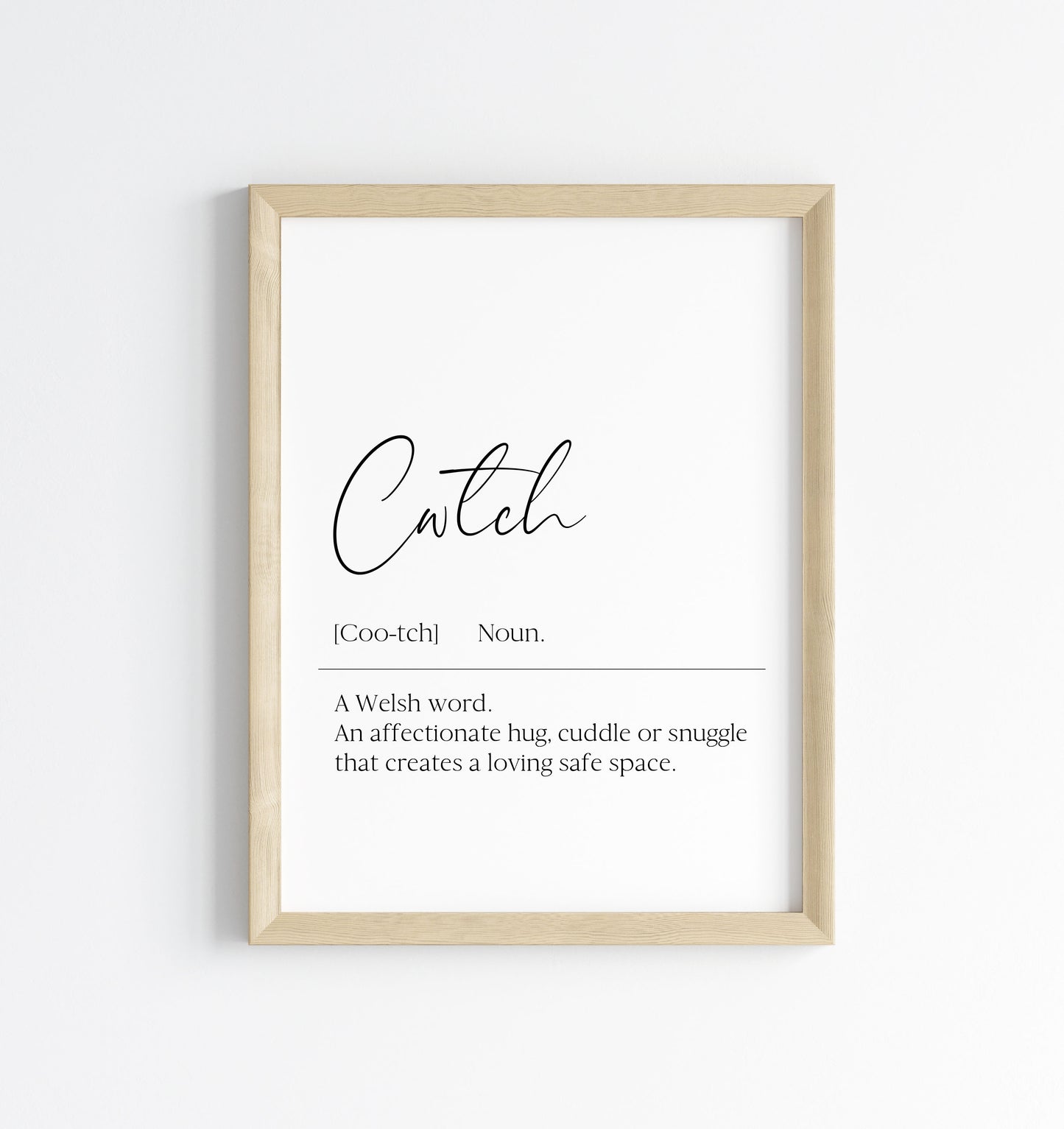 Cwtch Welsh Definition Print Unframed Home bedroom Wall Art
