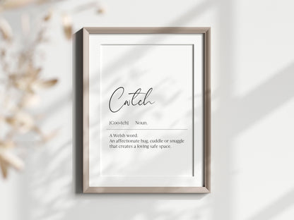 Cwtch Welsh Definition Print Unframed Home bedroom Wall Art