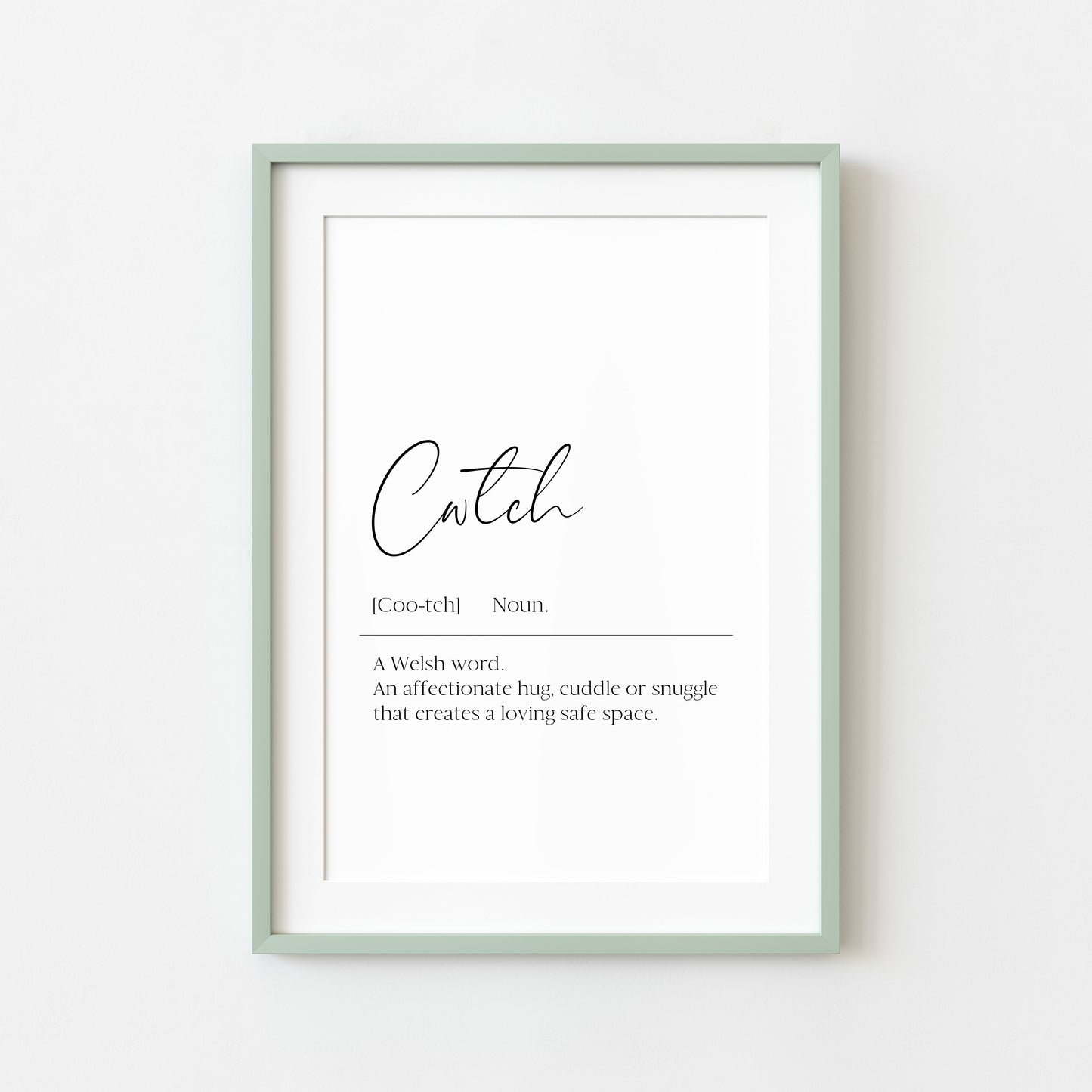 Cwtch Welsh Definition Print Unframed Home bedroom Wall Art