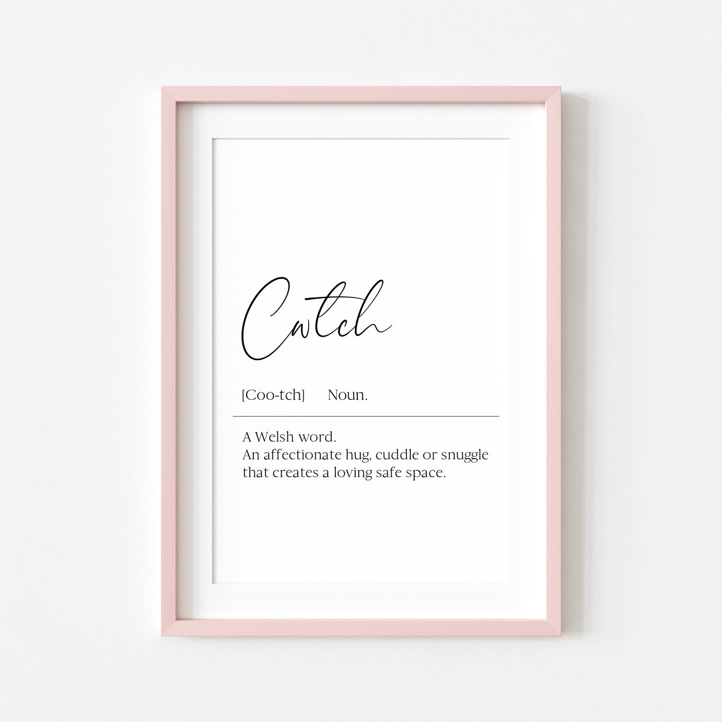 Cwtch Welsh Definition Print Unframed Home bedroom Wall Art