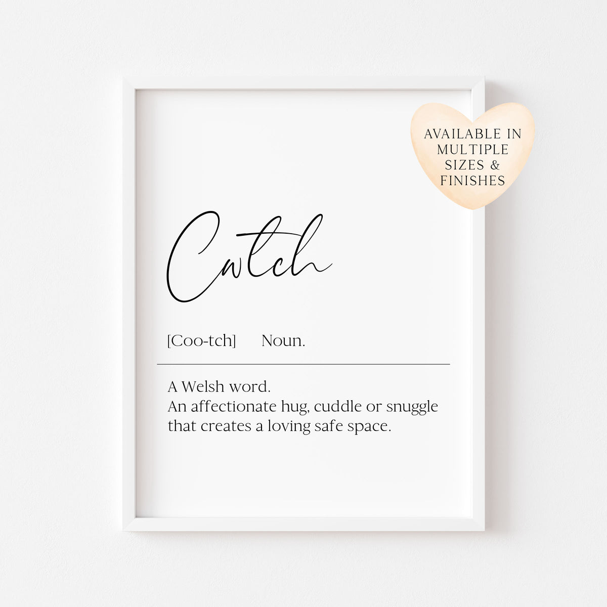 Cwtch Welsh Definition Print Unframed Home bedroom Wall Art