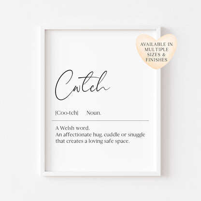 Cwtch Welsh Definition Print Unframed Home bedroom Wall Art