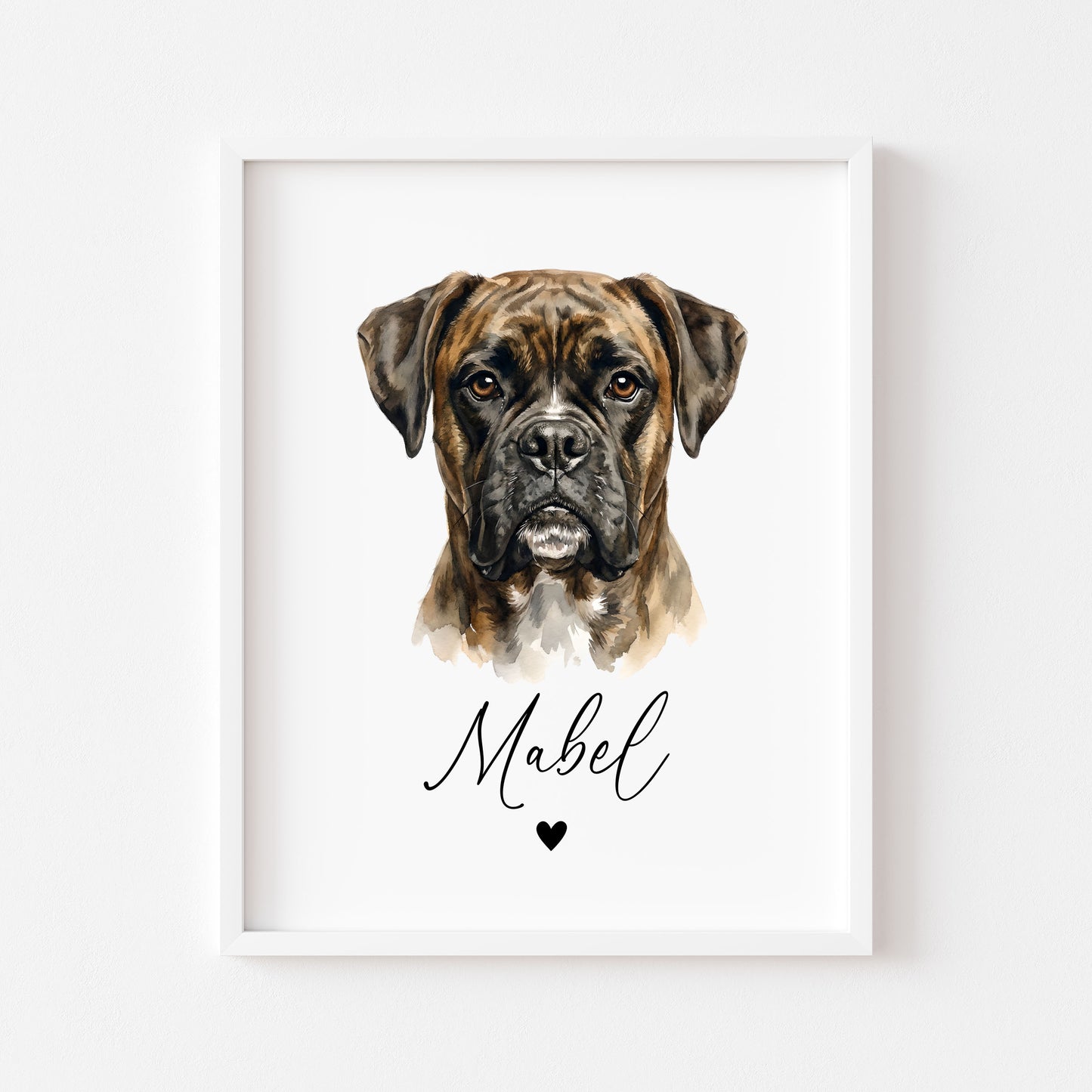 Personalised Boxer Print Custom Name Dog watercolour unframed wall art poster