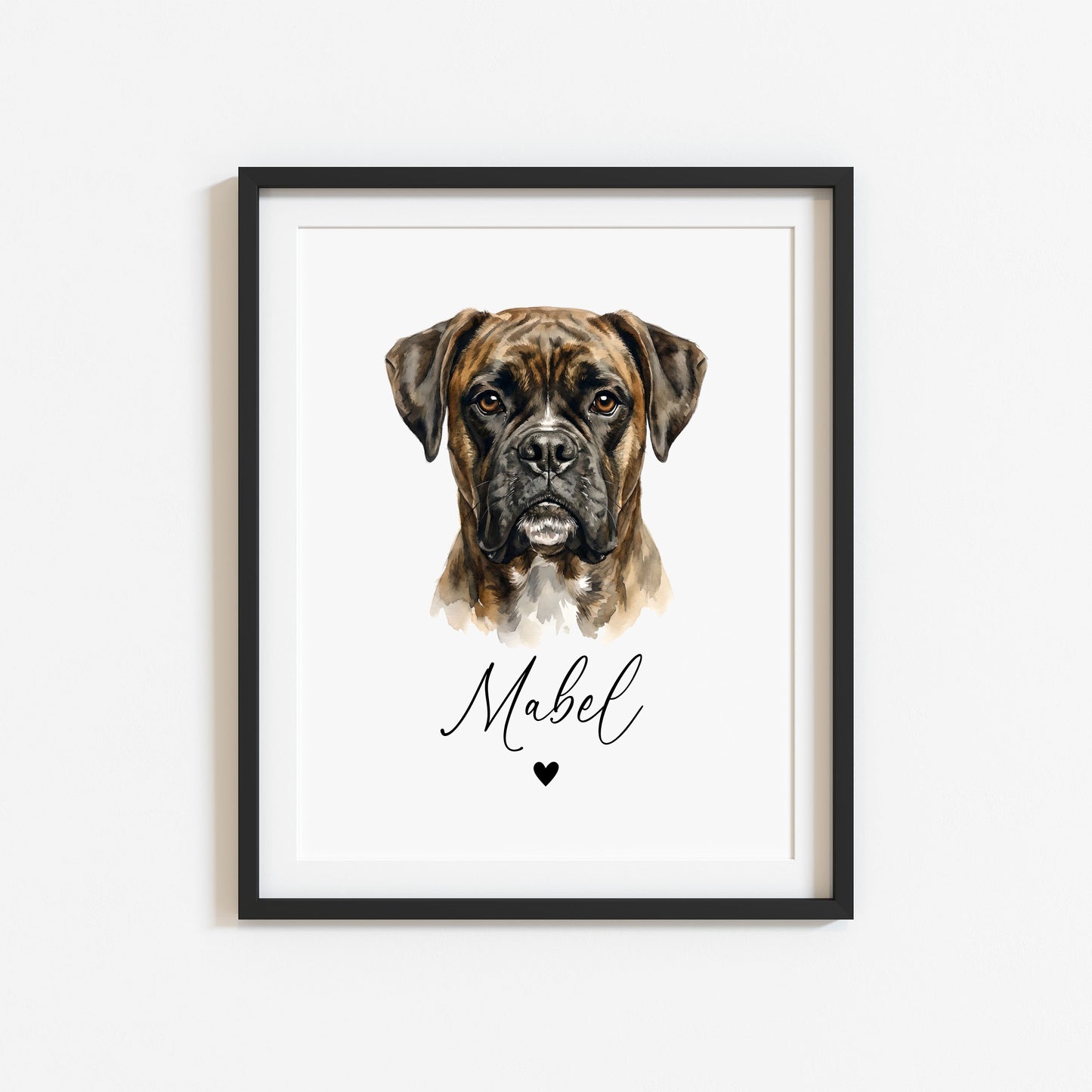 Personalised Boxer Print Custom Name Dog watercolour unframed wall art poster