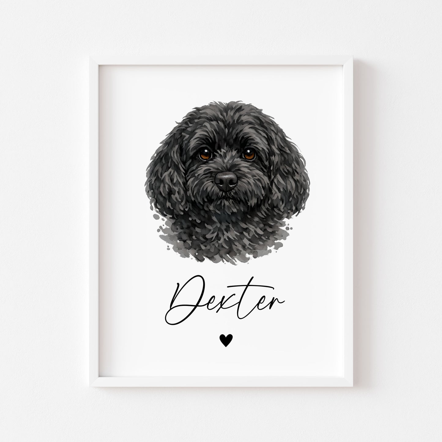 Personalised Cockapoo dog Dog Print Custom Name Pet portrait watercolour unframed wall art