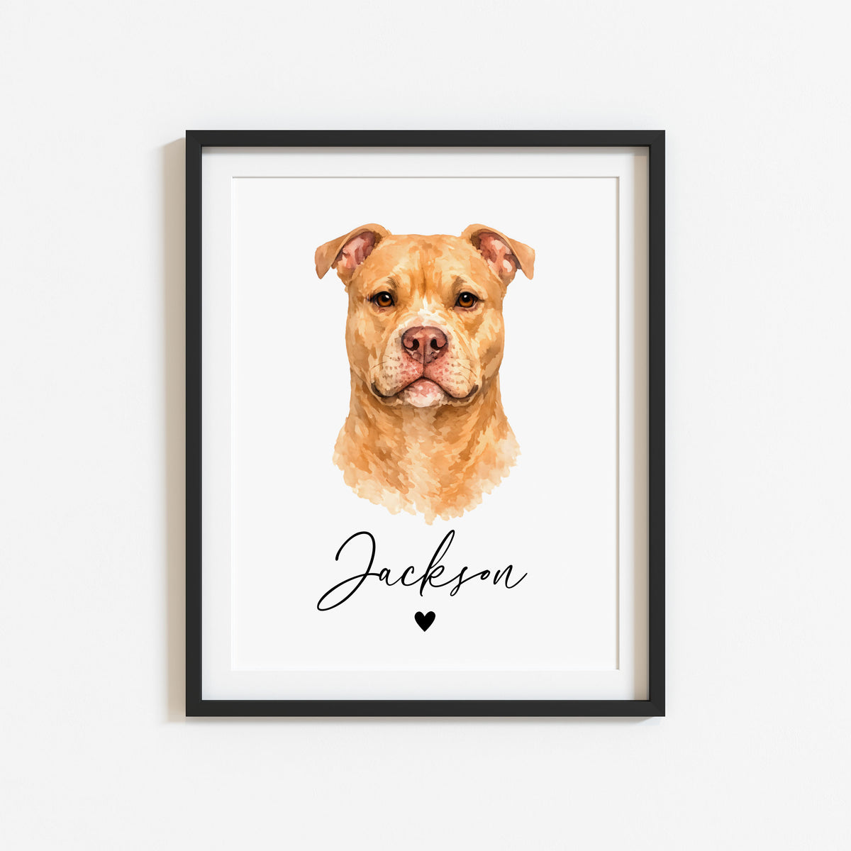 Personalised Pit bull Dog Print Custom Name Pet portrait watercolour unframed wall art poster