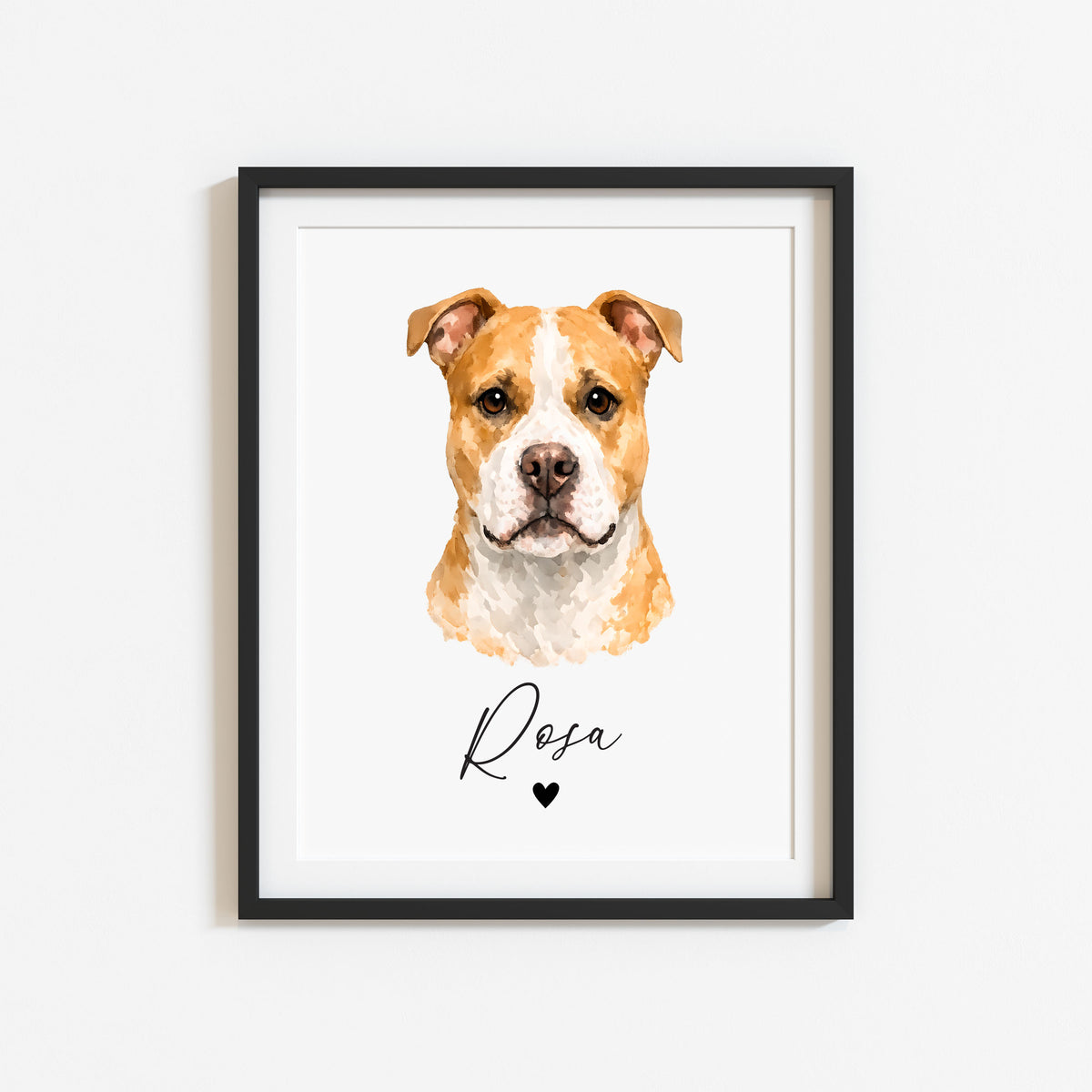 Personalised Pit bull Dog Print Custom Name Pet portrait watercolour unframed wall art poster