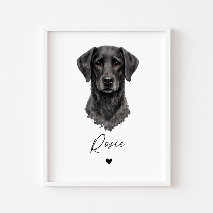 Personalised Labrador Retriever Print Custom Name Pet portrait - 3 colours, unframed wall art