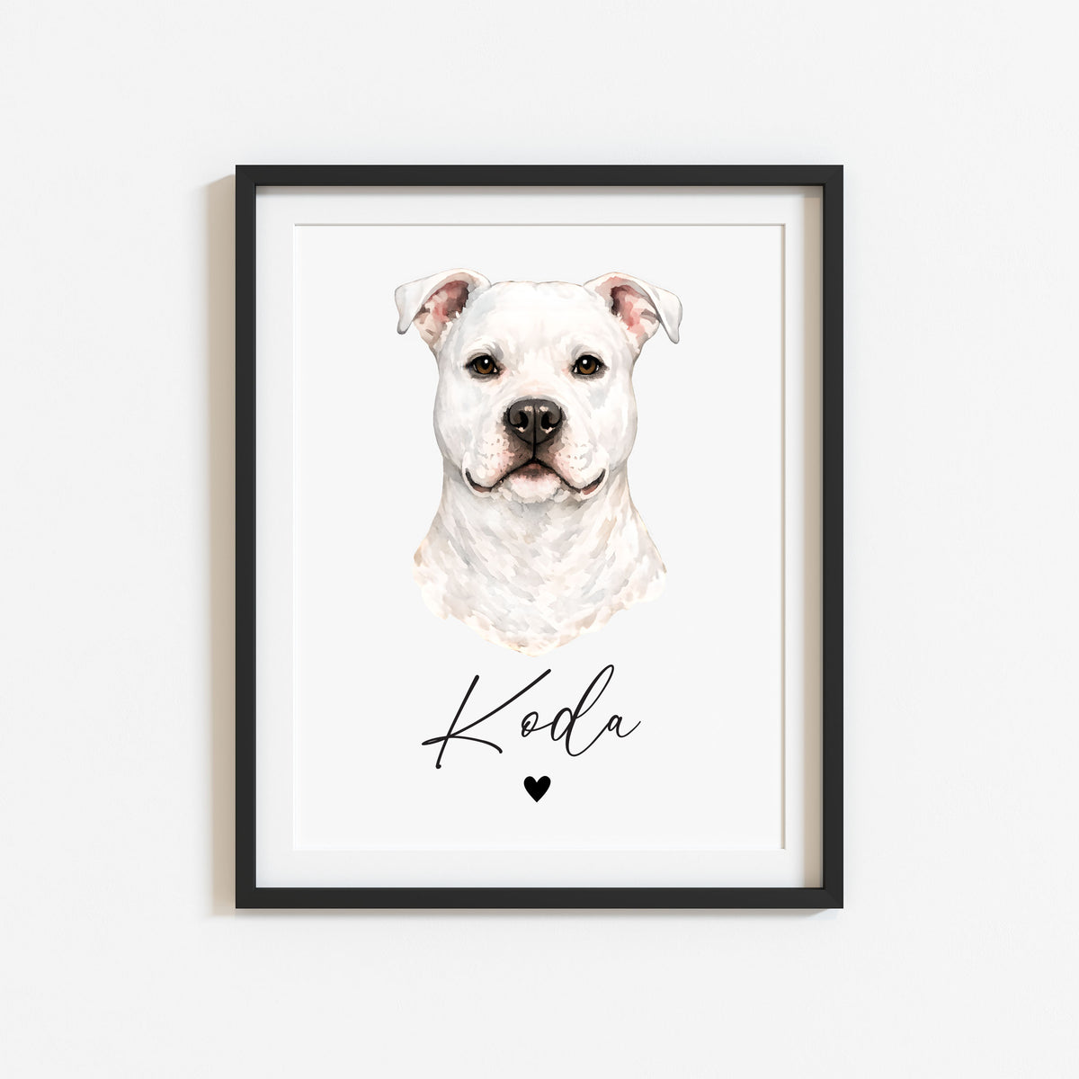 Personalised Pit bull Dog Print Custom Name Pet portrait watercolour unframed wall art poster