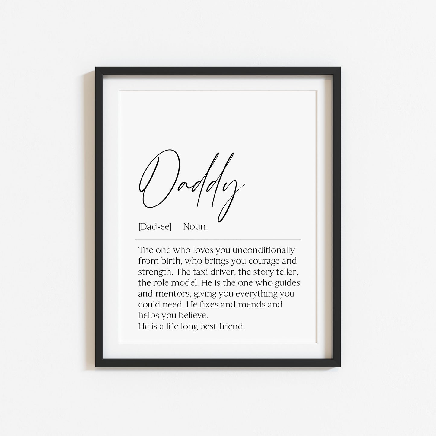 Dad Daddy Definition Print, Father's Day Gift, Birthday gift Unframed Wall Art
