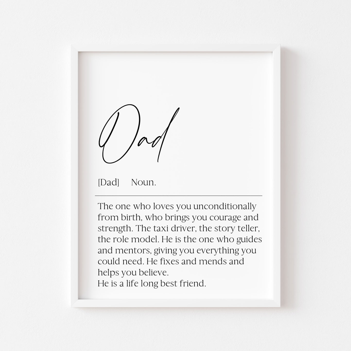 Dad Daddy Definition Print, Father's Day Gift, Birthday gift Unframed Wall Art