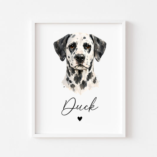 Personalised Dalmatian Dog Print Pet portrait watercolour unframed wall art poster
