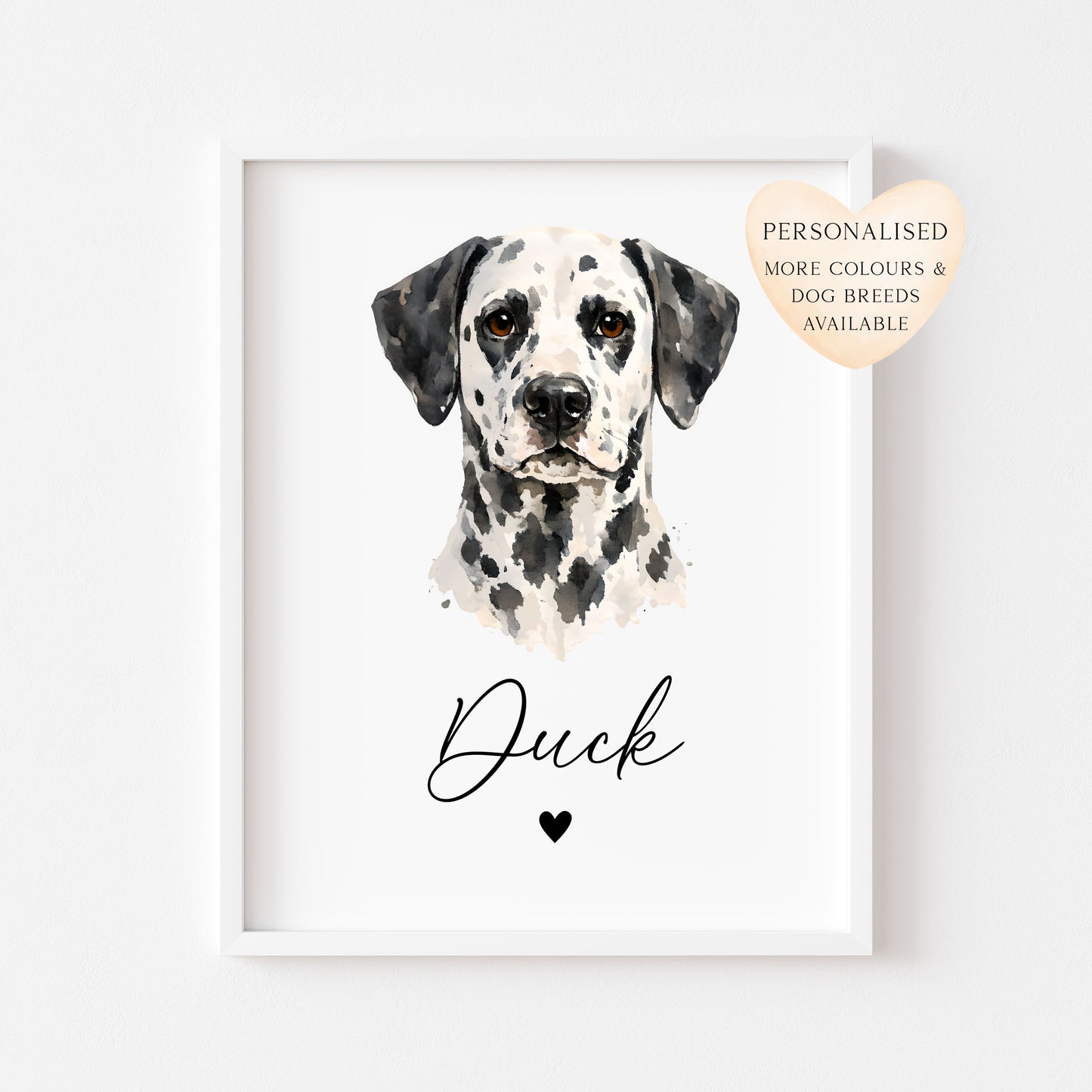 Personalised Dalmatian Dog Print Pet portrait watercolour unframed wall art poster