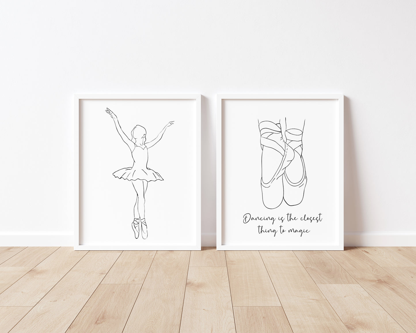Ballet Dancing prints, line drawing ballet dancer girls Wall Art (unframed)
