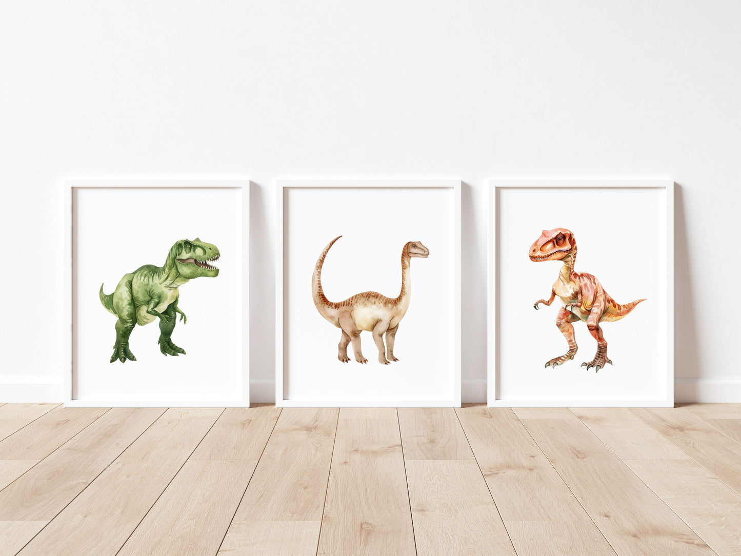 Dinosaur Wall Art Set of 3, Dinosaur Nursery Kids Prints, Dino posters (unframed)