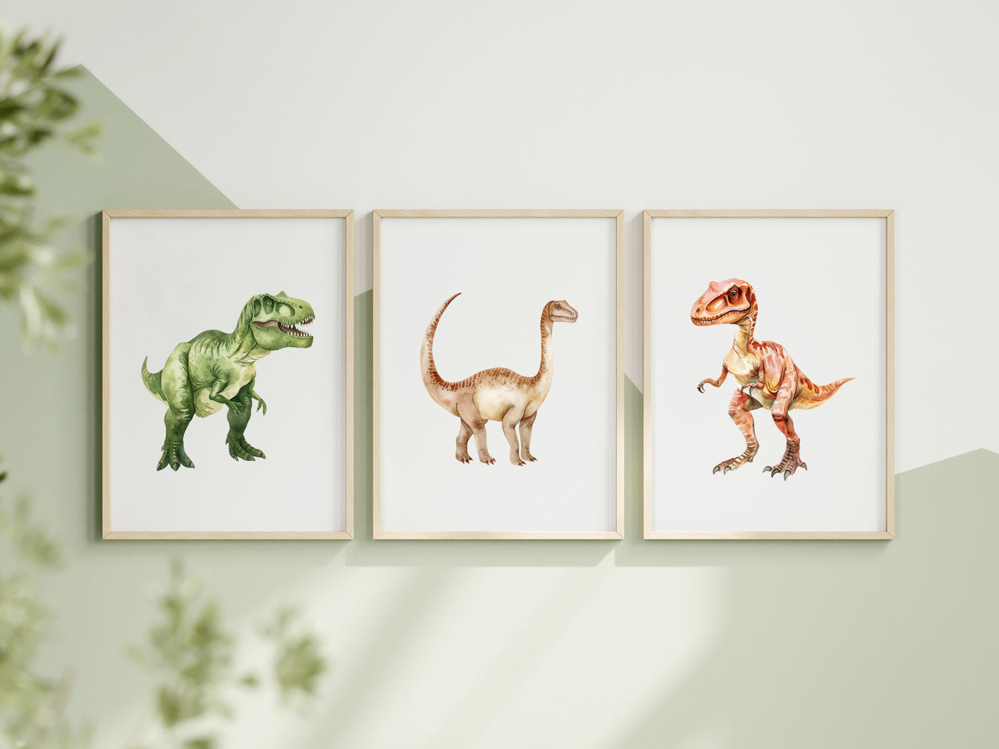 Dinosaur Wall Art Set of 3, Dinosaur Nursery Kids Prints, Dino posters (unframed)