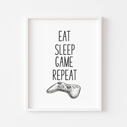 Eat sleep game XBOX illustration style unframed wall art poster print