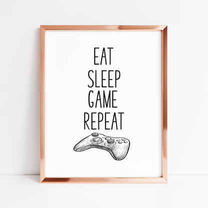 Eat sleep game XBOX illustration style unframed wall art poster print