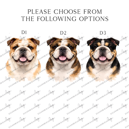 Personalised English Bulldog dog Dog Print Custom Name Pet portrait watercolour unframed wall art