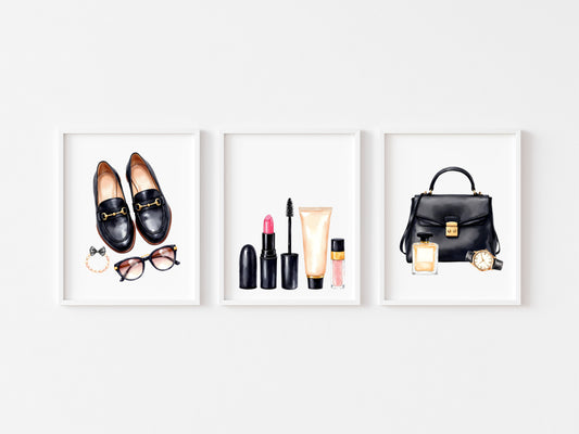 Fashion Prints Set watercolour bedroom dressing room Unframed Wall Art Posters