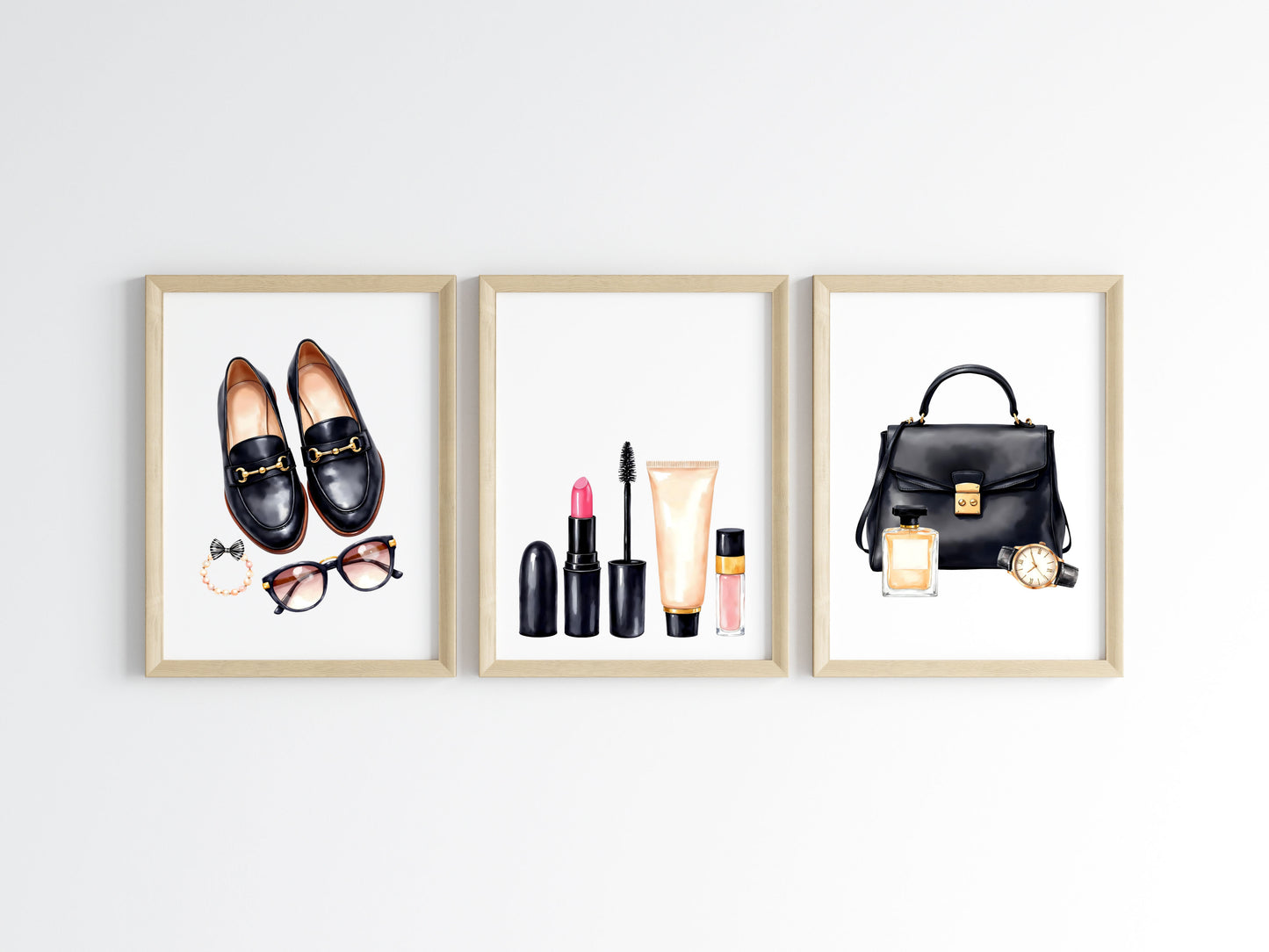 Fashion Prints Set watercolour bedroom dressing room Unframed Wall Art Posters