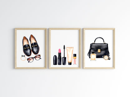 Fashion Prints Set watercolour bedroom dressing room Unframed Wall Art Posters