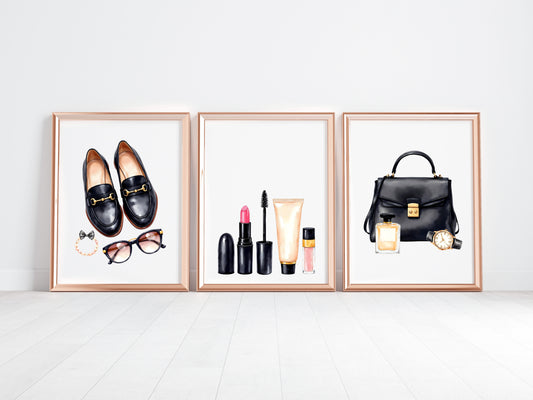 Fashion Prints Set watercolour bedroom dressing room Unframed Wall Art Posters