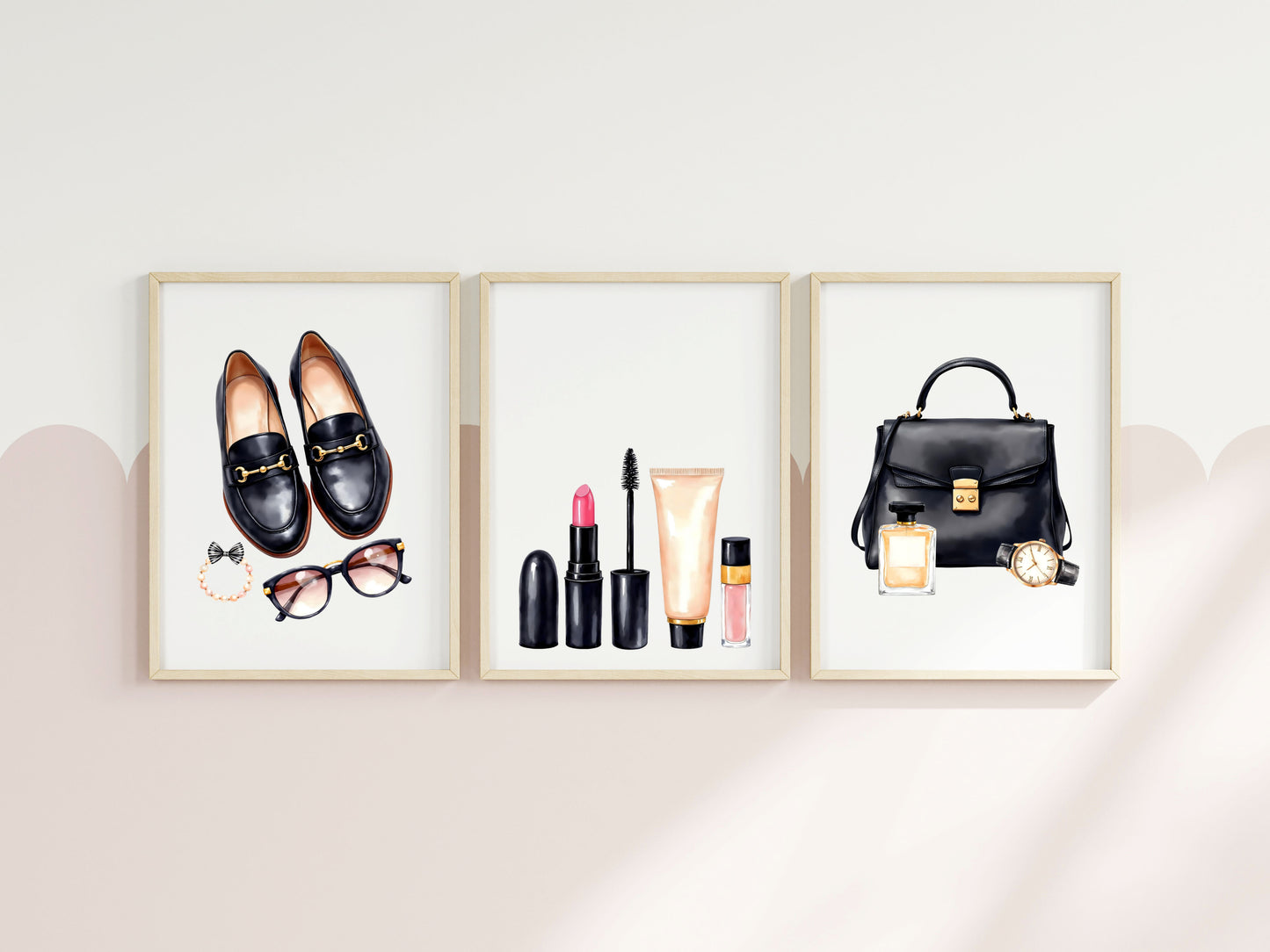 Fashion Prints Set watercolour bedroom dressing room Unframed Wall Art Posters