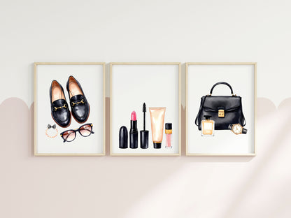 Fashion Prints Set watercolour bedroom dressing room Unframed Wall Art Posters