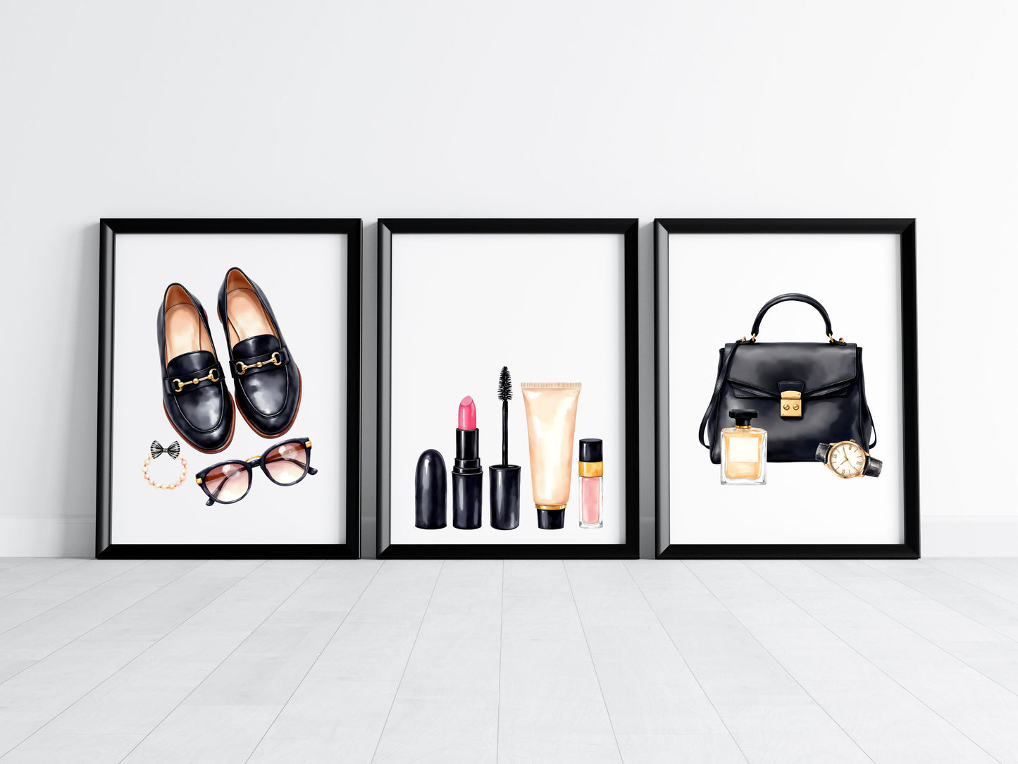 Fashion Prints Set watercolour bedroom dressing room Unframed Wall Art Posters