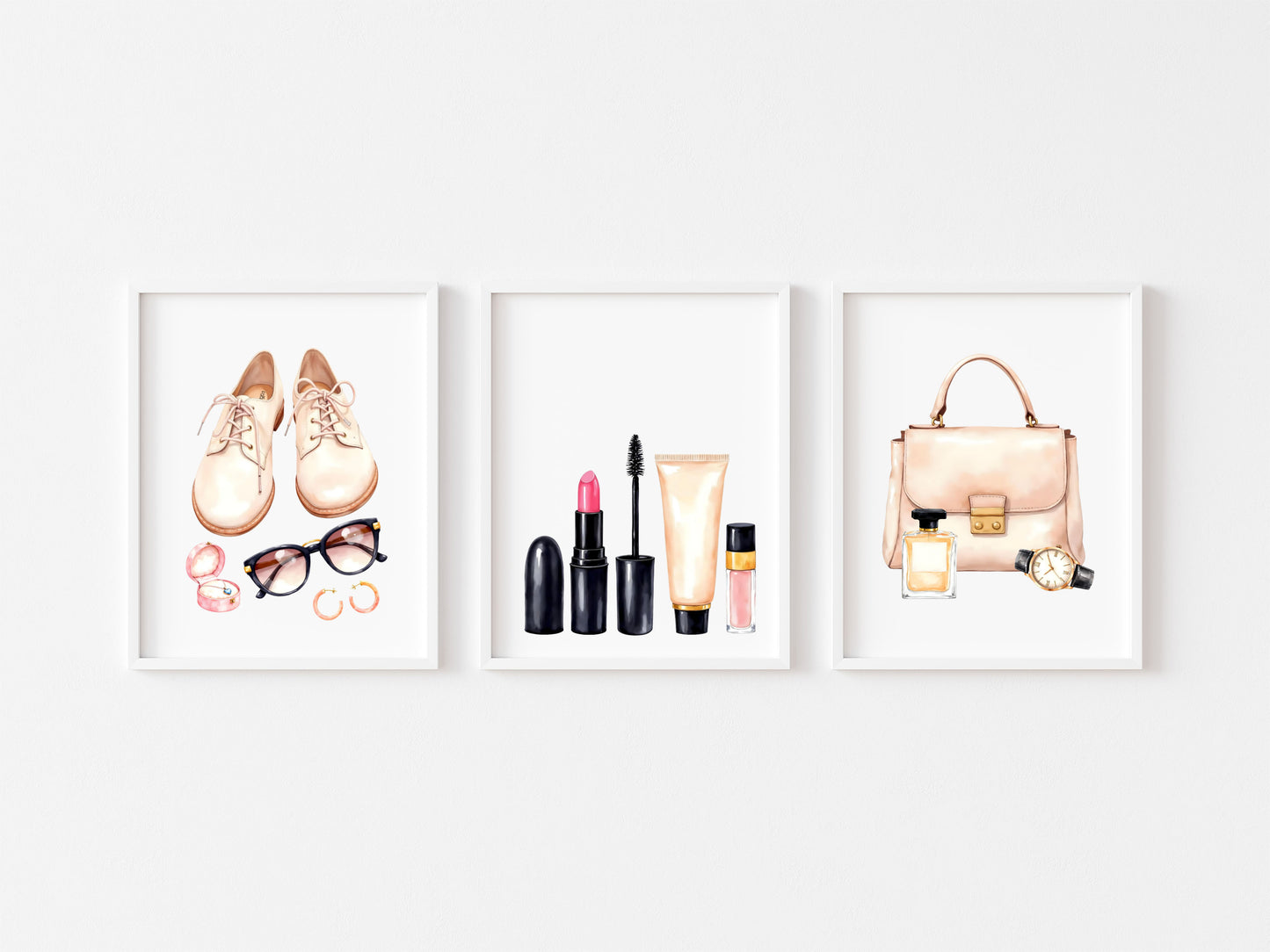 Fashion Prints Set watercolour bedroom dressing room Unframed Wall Art Posters