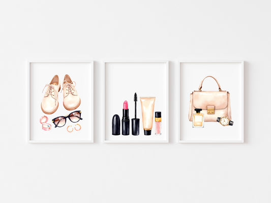 Fashion Prints Set watercolour bedroom dressing room Unframed Wall Art Posters