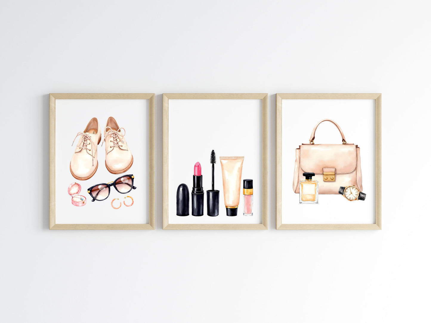 Fashion Prints Set watercolour bedroom dressing room Unframed Wall Art Posters