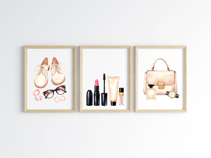 Fashion Prints Set watercolour bedroom dressing room Unframed Wall Art Posters