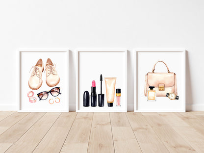 Fashion Prints Set watercolour bedroom dressing room Unframed Wall Art Posters