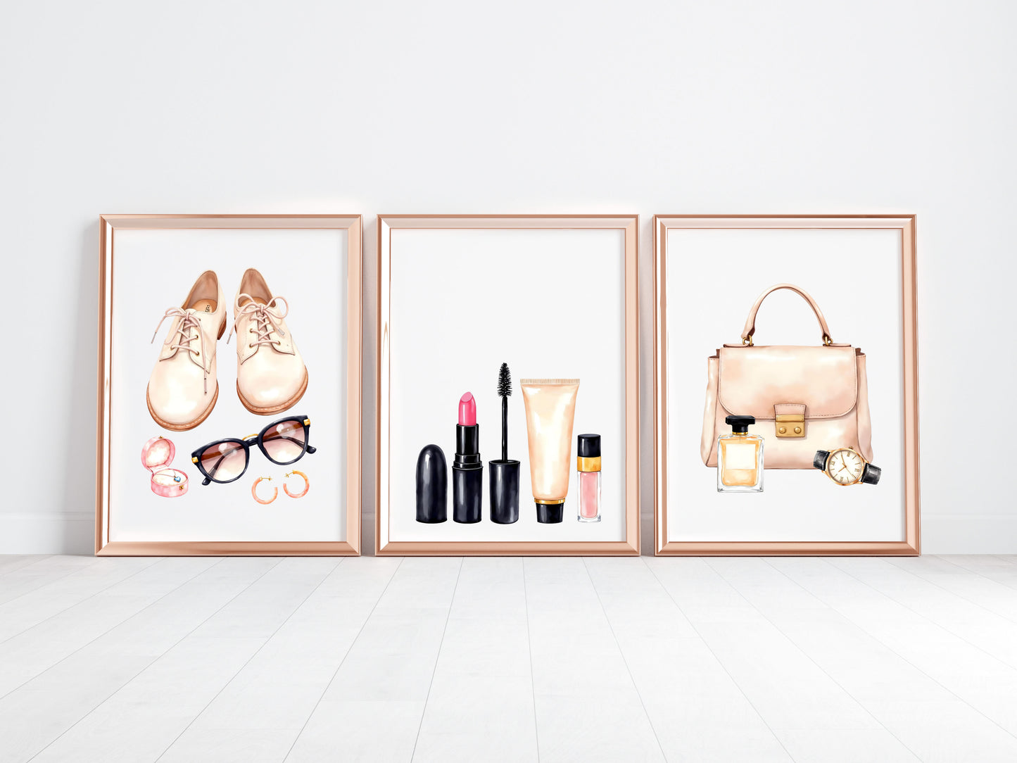 Fashion Prints Set watercolour bedroom dressing room Unframed Wall Art Posters